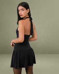 Mercer Drop Waist Mini Dress in Black