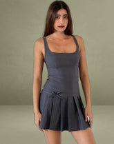 Jadzia Drop Waist Mini Dress in Charcoal Grey