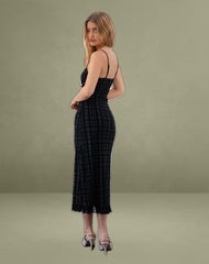 Nateda Dress in Tonal Check Flock Black