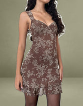 Astika Mini Dress in Blooming Vines Brown