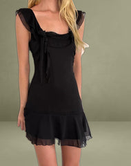 Binita Mini Dress in Chiffon Black