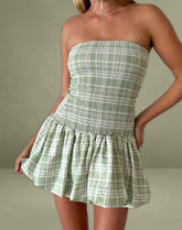 Tilikum Mini Dress in Table Cloth Neo Mint