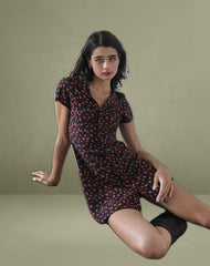Holmana Mini Dress in Strawberry Polka Black