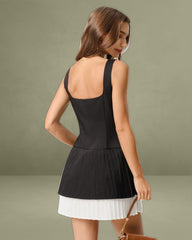Black Contrasting A-Line Slip Mini Dress