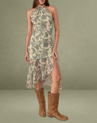 Tanta Midi Dress in Blurred Floral Yellow