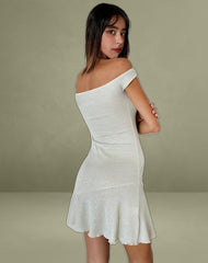 Cynthia Mini Dress in Shimmer Rib Ivory