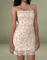 Akmu Mini Dress in Chic Petal Pink Lace