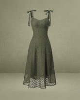 Green Sweetheart Neck Tie Strap Midi Dress