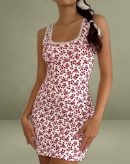 Camina Dress in Summer Strawberry Off White