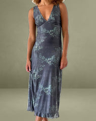 Gabriela Midi Dress in Faded Botanical Green