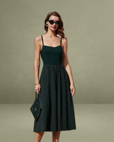 Black Sweetheart Neck Slip Midi Dress