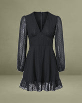 Black Polka Dot Sheer Sleeve Mini Dress