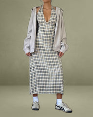 Lenata Halterneck Midi Dress in Pastel Blue Tartan