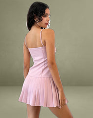 Wimala Dress in Dusky Pink with White Binding