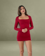 Janjisu Bodycon Mini Dress in Adrenaline Red