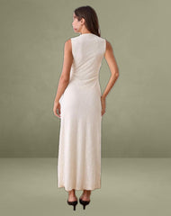Gerda Maxi Dress in Floral Flock Cream