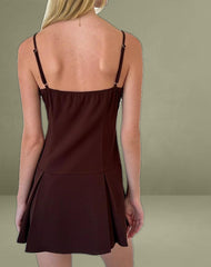 Calilia Cami Dress in Bitter Chocolate with Pink Bows