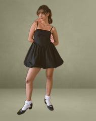 Micala Puffball Mini Dress in Black