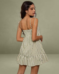 Nikita Mini Dress in Green Check