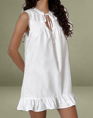 Lalita Babydoll Mini Dress in Poplin White