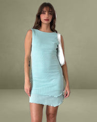 Renata Mini Dress in Light Blue Shimmer Rib