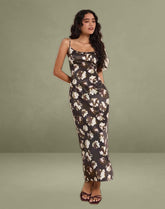 Kafka Maxi Dress in Brown Floral Print