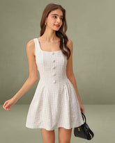 Apricot Textured Sleeveless Mini Dress