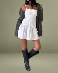 Felin Mini Dress in White Poplin
