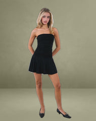 Yasmin Bandeau Mini Dress in Slinky Black