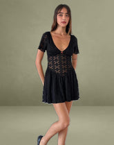 Geni Mini Dress in Regal Lace Black
