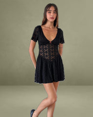 Geni Mini Dress in Regal Lace Black