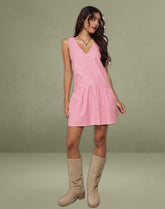 Magare Mini Dress in Mini Gingham Peach