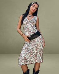 Lavisha Midi Dress in Vintage Bloom Ivory