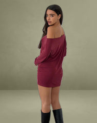 Shelisa Slouchy Mini Dress in Deep Red