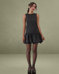 Tamilo Bubble Hem Mini Dress in Black