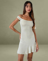Cynthia Mini Dress in Shimmer Rib Ivory