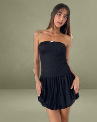 Cryolan Bandeau Mini Dress in Black Heart Lace
