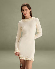 White Bodycon Sweater Mini Dress