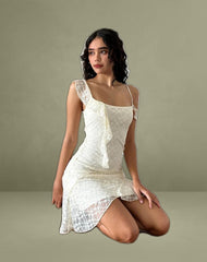 Jati Mini Dress in Off White Canina Rose Lace