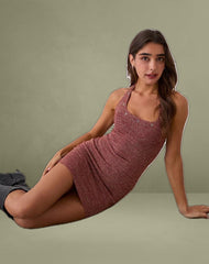 Codiya Stud Mini Dress in Red Shimmer