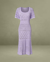 Purple U Neck Cut Out Sweater Dress