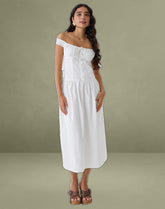 Tamashi Off the Shoulder Maxi Dress in White
