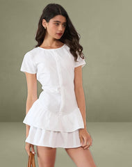 Movan Dropped Waist Mini Dress in White