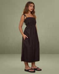 Haruko Midi Dress in Bitter Chocolate