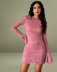 Sevila Long Sleeve Dress in Dusty Rose Lace
