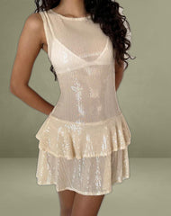 Turtoise Mini Dress in Nude Clear Tinted Disc