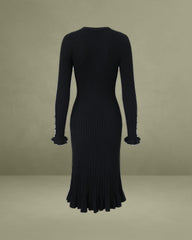 Black A-Line Ruffle Sweater Dress