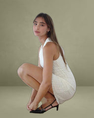 Sechium Mini Dress in Heart Lace Ivory