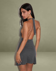 Malora Cowl Mini Dress in Charcoal