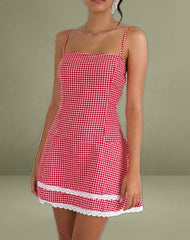 Flossie Mini Dress in Red Gingham
